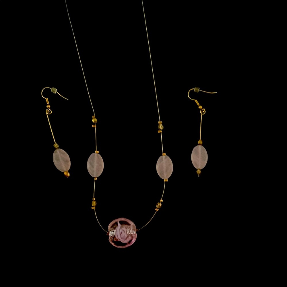 Avon Elegant Pink and Gold Jewelry Set